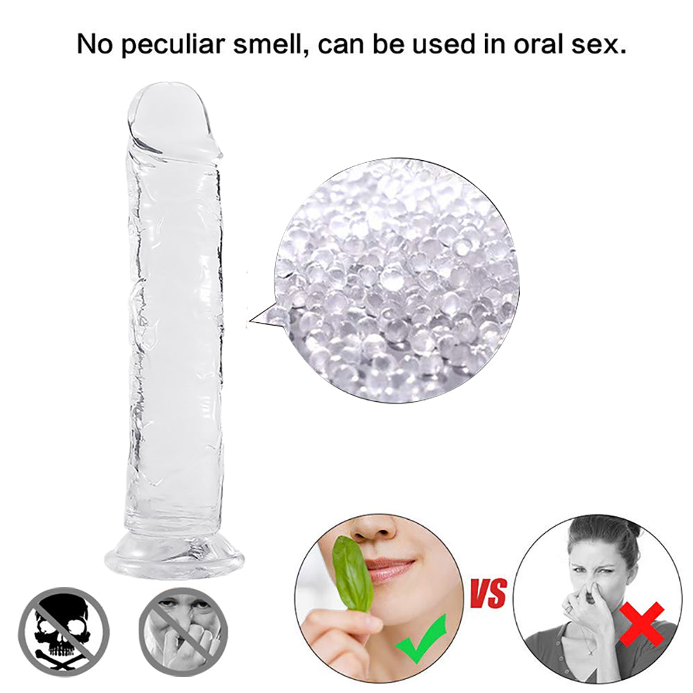 New eggless transparent crystal TPE penis mini artificial dildo Female masturbator adult products