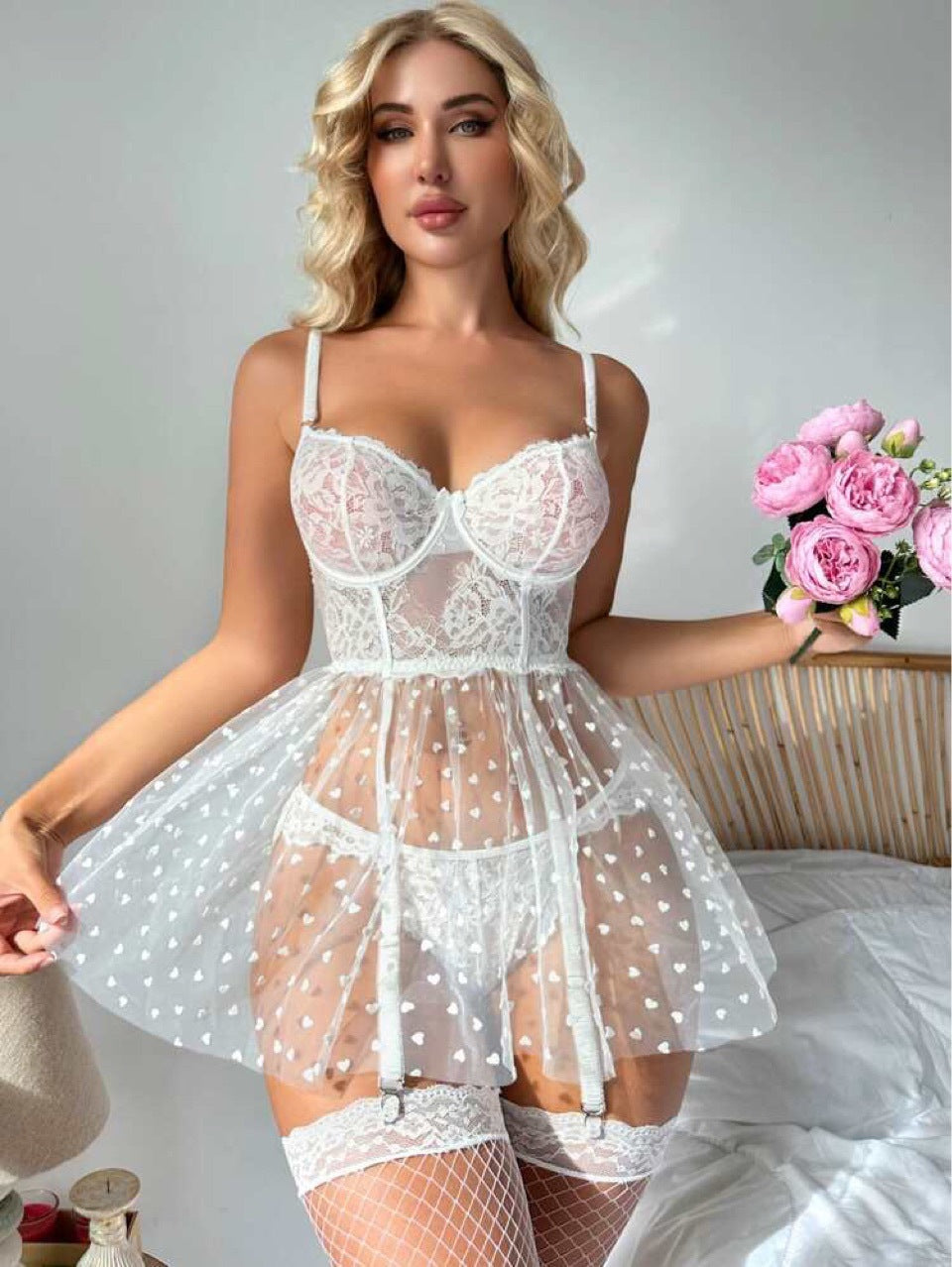 new erotic underwear sexy female spot mesh hollow sundress sex suit